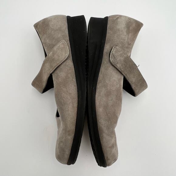Abeo Ella Maryjane Wedge Shoes Womens 8.5 Gray Suede Leather Comfort Walking - Picture 5 of 10